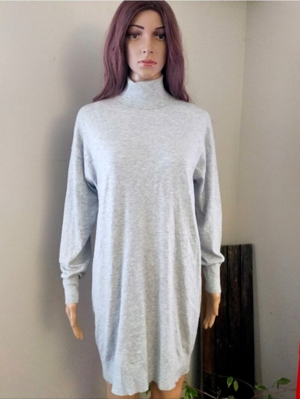 Aritzia BABATON Light Gray Turtleneck Sweater Dress Women's mulray oversized